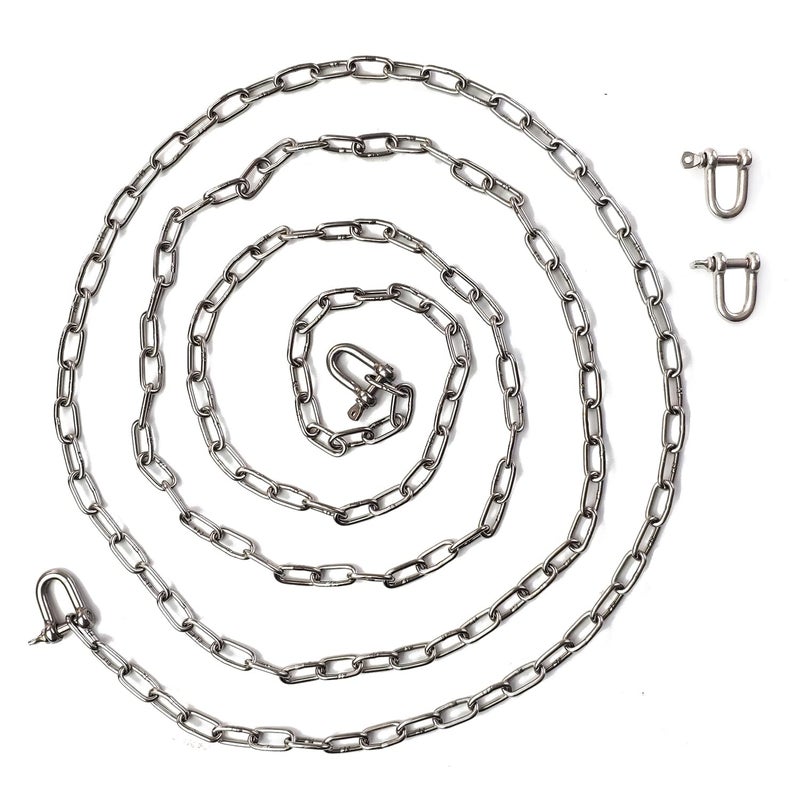 JENSWILL 5/64 inch (2mm) -6.5ft(Length) Stainless Steel 304 Chain,Metal Chain Utility Chain Heavy Duty Chain for Guardrail, Swing, Lifting, Trailer,Pet,Hanging Clothes with 2 Shackles - Image 1